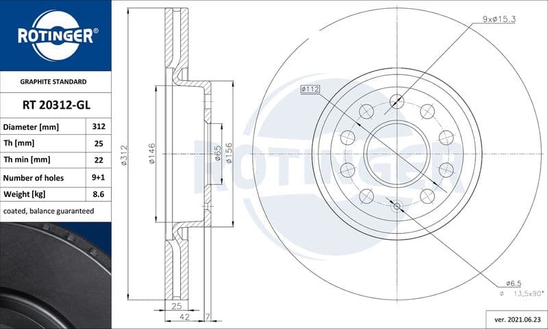 Disc frana ROTINGER GRAPHITE LINE RT 20312-GL