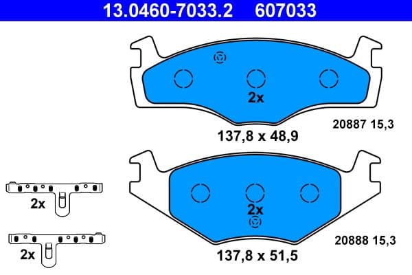 set placute frana,frana disc ATE 13.0460-7033.2