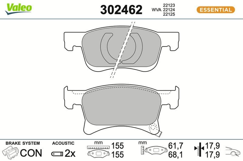 set placute frana,frana disc VALEO ESSENTIAL 302462