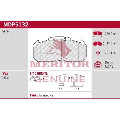 set placute frana,frana disc MERITOR Brake Pad Kit MDP3227K