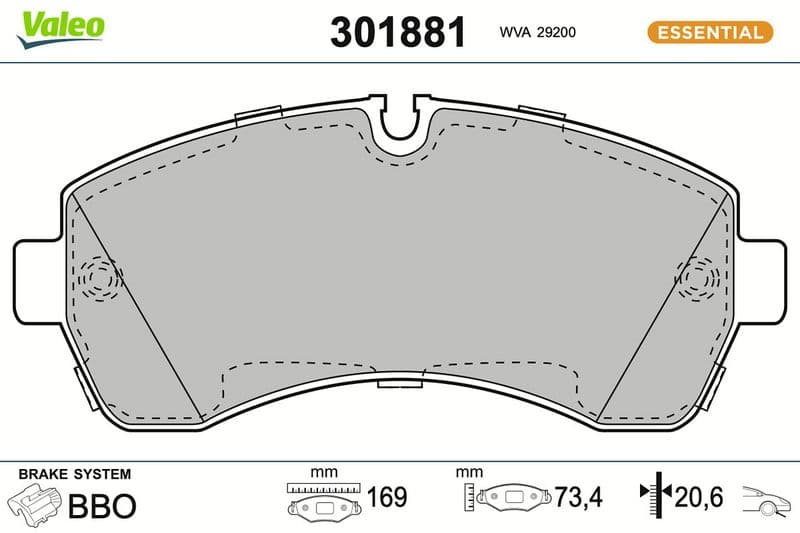 set placute frana,frana disc VALEO ESSENTIAL 301881