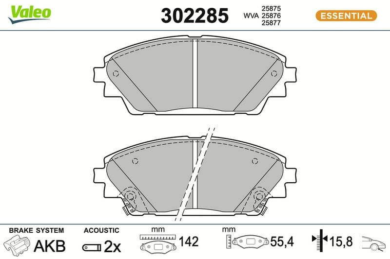 set placute frana,frana disc VALEO ESSENTIAL 302285