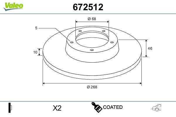 Disc frana VALEO COATED 672512
