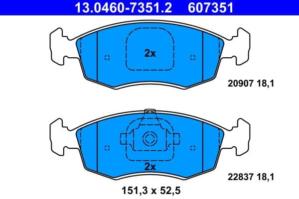 set placute frana,frana disc ATE 13.0460-7351.2
