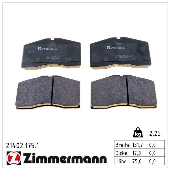 set placute frana,frana disc ZIMMERMANN 21402.175.1
