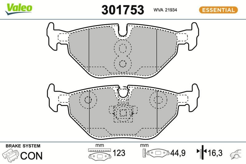 set placute frana,frana disc VALEO ESSENTIAL 301753