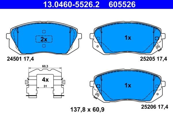 set placute frana,frana disc ATE 13.0460-5526.2