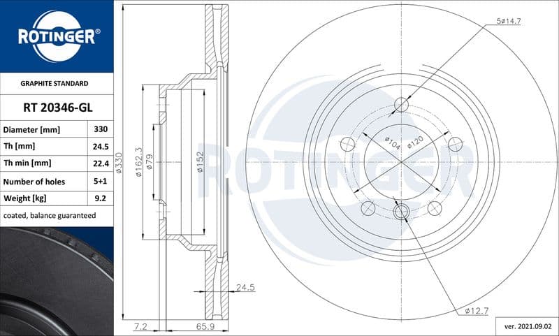 Disc frana ROTINGER RT 20346-GL