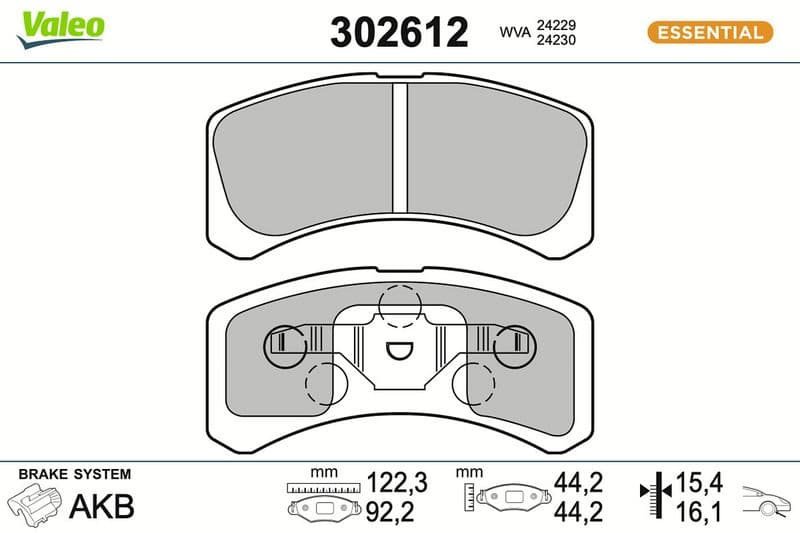 set placute frana,frana disc VALEO ESSENTIAL 302612