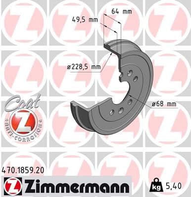Tambur frana ZIMMERMANN COAT Z 470.1859.20