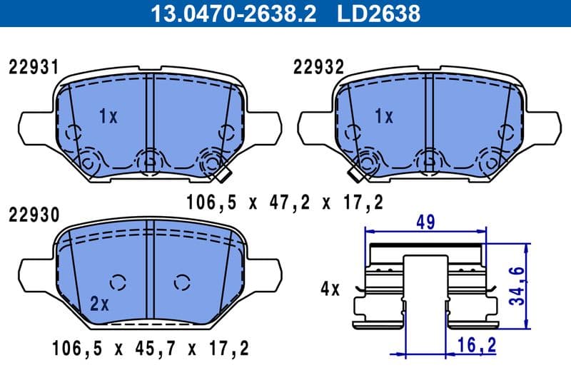 set placute frana,frana disc ATE Ceramic 13.0470-2638.2