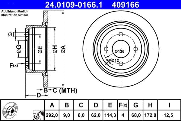 Disc frana ATE 24.0109-0166.1