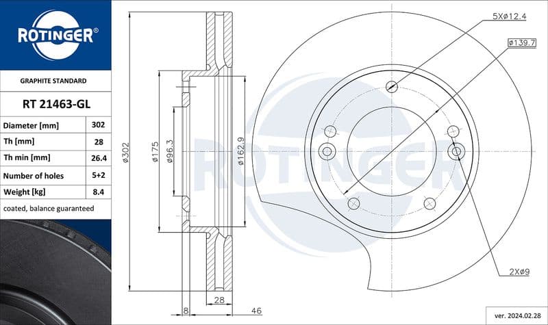 Disc frana ROTINGER GRAPHITE LINE RT 21463-GL