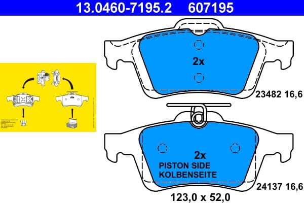 set placute frana,frana disc ATE 13.0460-7195.2