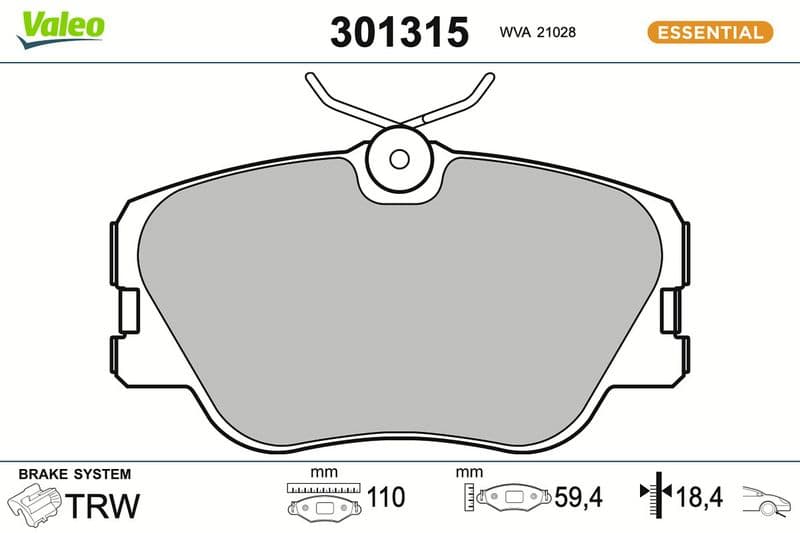 set placute frana,frana disc VALEO ESSENTIAL 301315