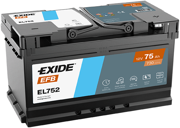 Baterie de pornire EXIDE EFB 75Ah 12V
