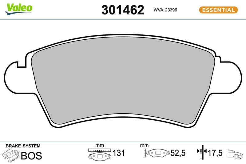 set placute frana,frana disc VALEO ESSENTIAL 301462