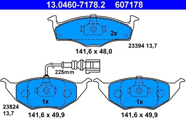 set placute frana,frana disc ATE 13.0460-7178.2