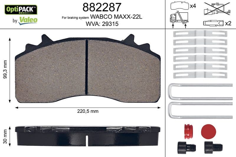 set placute frana,frana disc VALEO OPTIPACK 882287