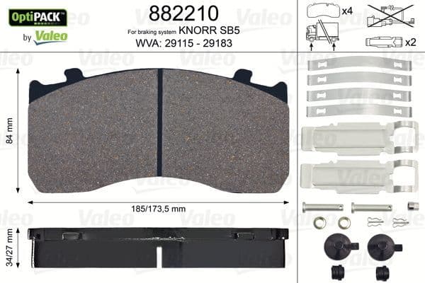 set placute frana,frana disc VALEO OPTIPACK 882210