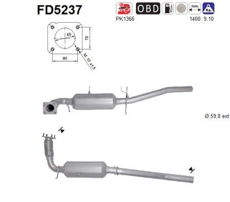 Filtru funingine/particule, sist.de esapament AS-PL FD5237