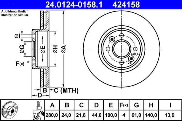 Disc frana ATE 24.0124-0158.1