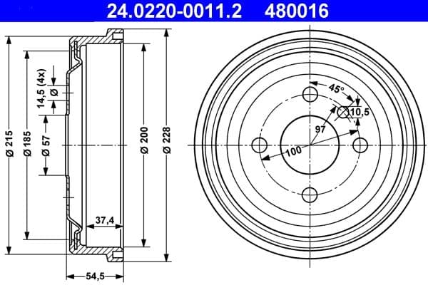 Tambur frana ATE 24.0220-0011.2