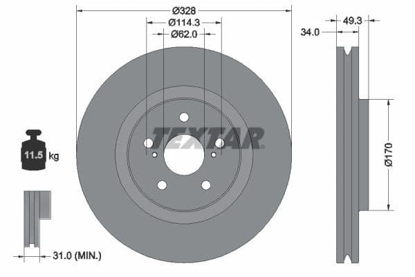 Disc frana TEXTAR PRO+ 92349505