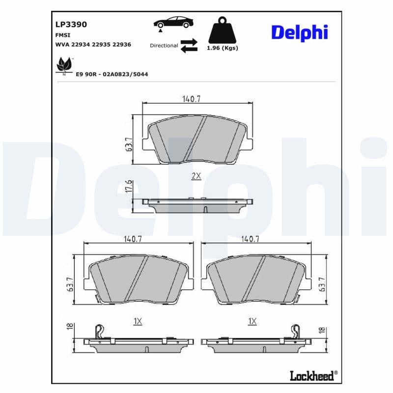 set placute frana,frana disc DELPHI LP3390