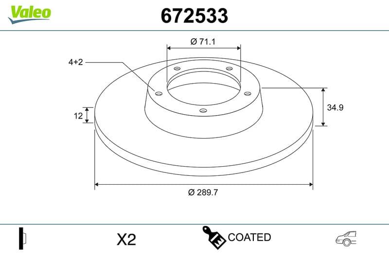 Disc frana VALEO COATED 672533