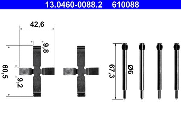 Set accesorii, placute frana ATE 13.0460-0088.2