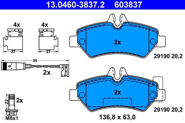set placute frana,frana disc ATE 13.0460-3837.2