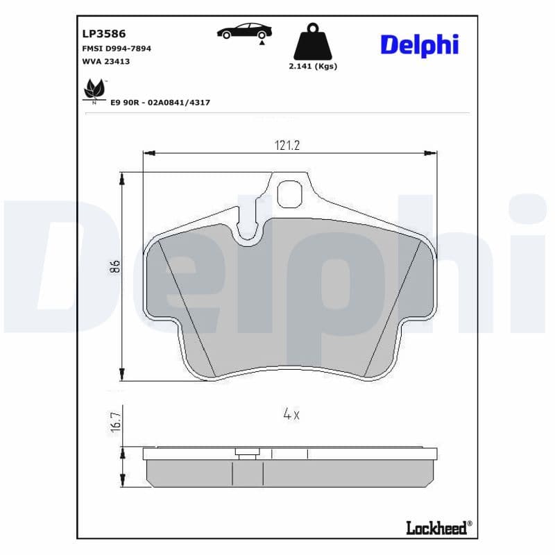 set placute frana,frana disc DELPHI LP3586