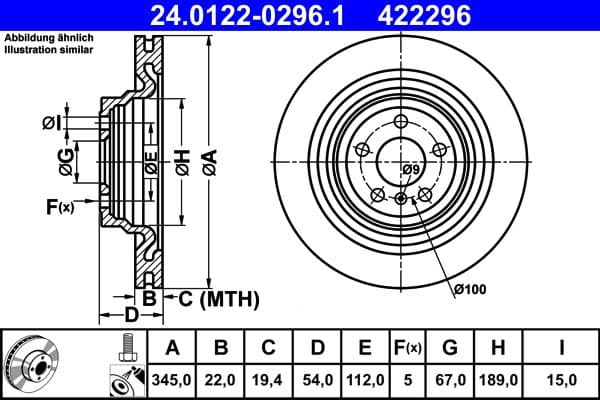 Disc frana ATE 24.0122-0296.1