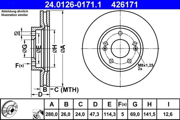 Disc frana ATE 24.0126-0171.1