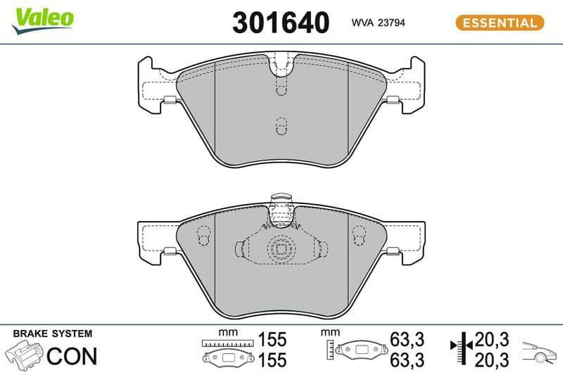 set placute frana,frana disc VALEO ESSENTIAL 301640