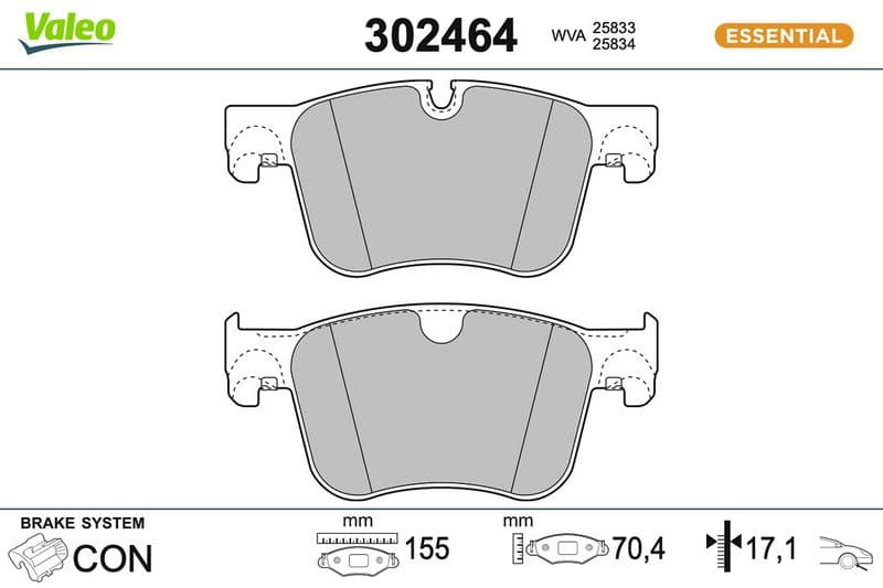 set placute frana,frana disc VALEO ESSENTIAL 302464