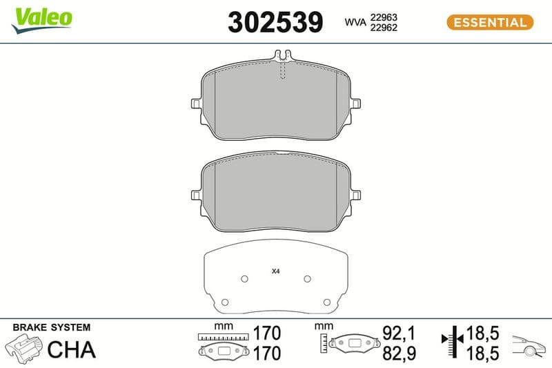 set placute frana,frana disc VALEO ESSENTIAL 302539