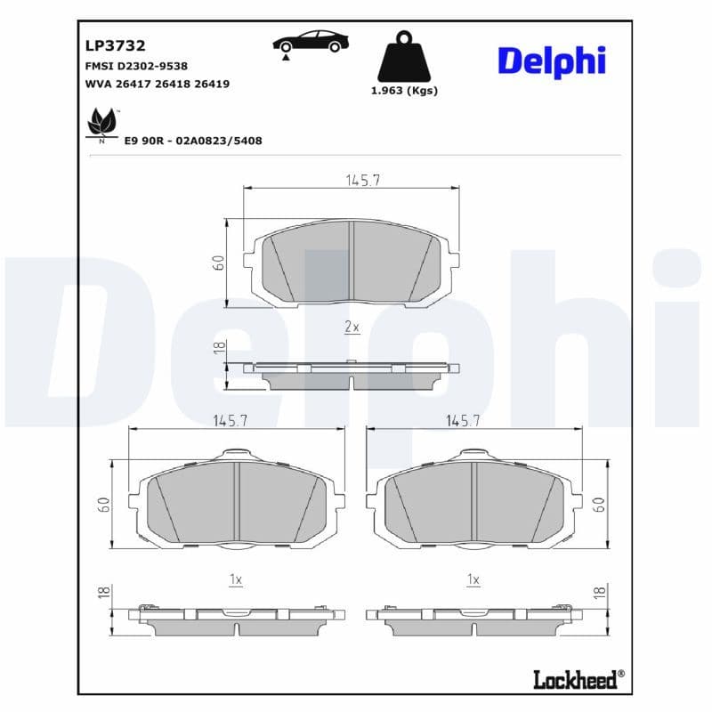 set placute frana,frana disc DELPHI LP3732