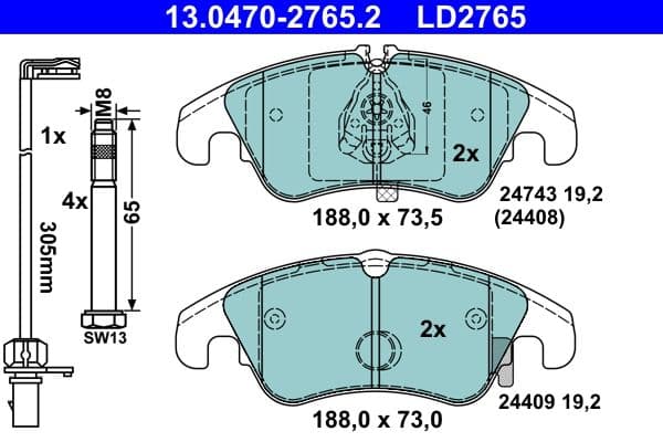 set placute frana,frana disc ATE Ceramic 13.0470-2765.2