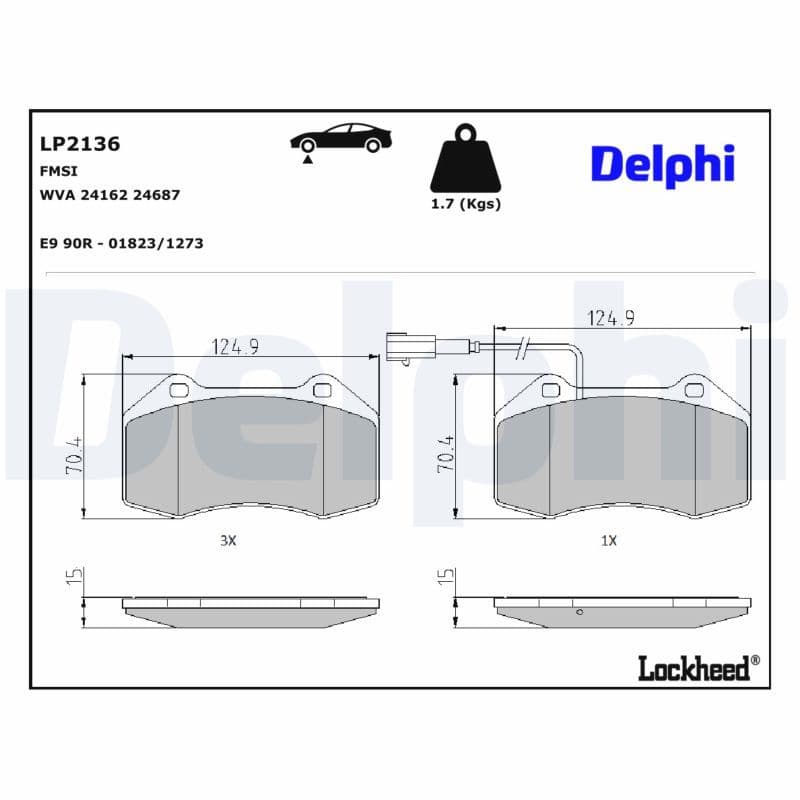 set placute frana,frana disc DELPHI LP2136