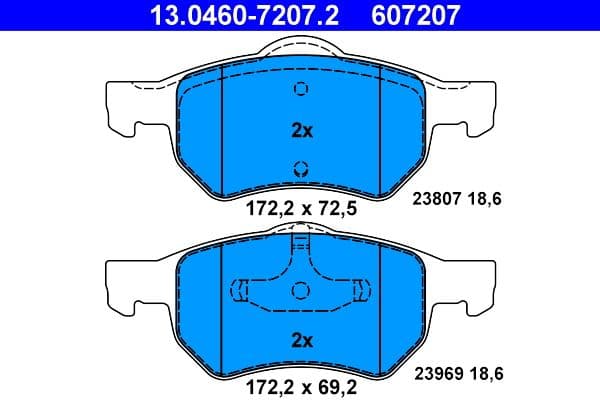set placute frana,frana disc ATE 13.0460-7207.2