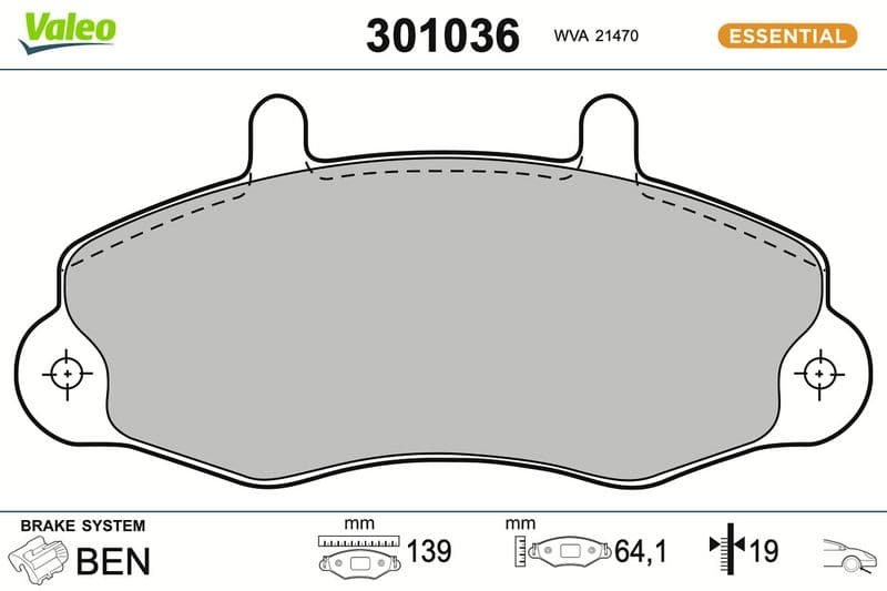 set placute frana,frana disc VALEO ESSENTIAL 301036