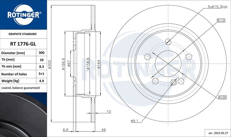 Disc frana ROTINGER GRAPHITE LINE RT 1776-GL