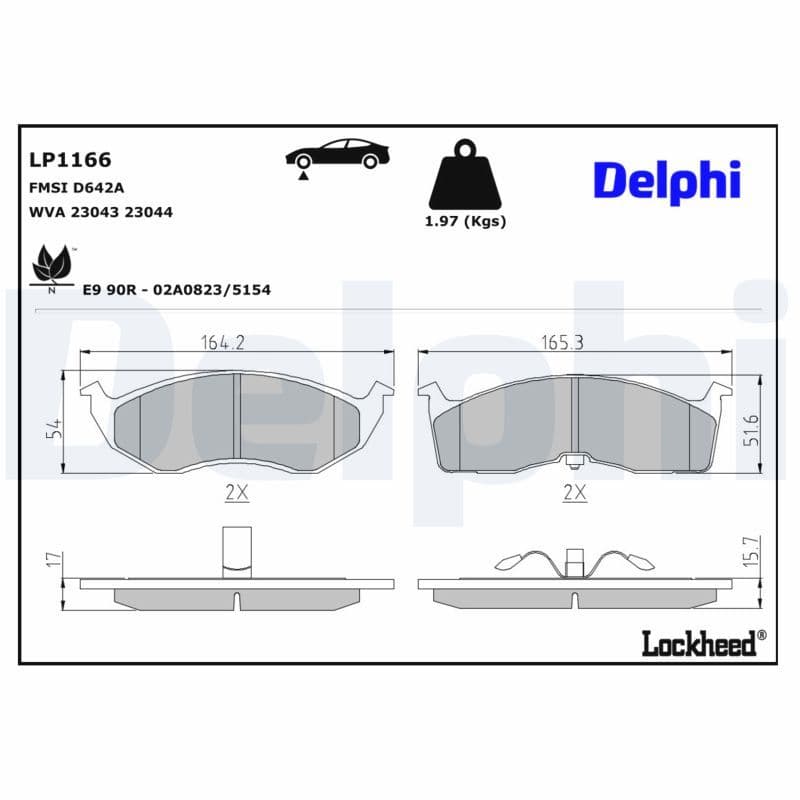 set placute frana,frana disc DELPHI LP1166