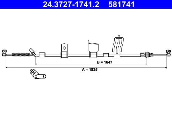 Cablu, frana de parcare ATE 24.3727-1741.2
