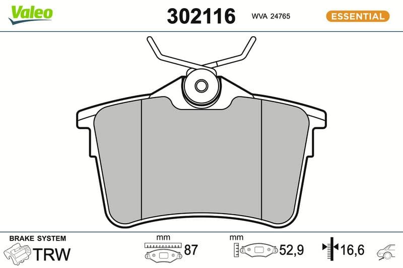 set placute frana,frana disc VALEO ESSENTIAL 302116