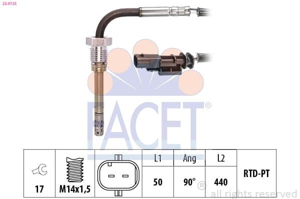 Senzor, temperatura gaze evacuare FACET Made in Italy - OE Equivalent 22.0125