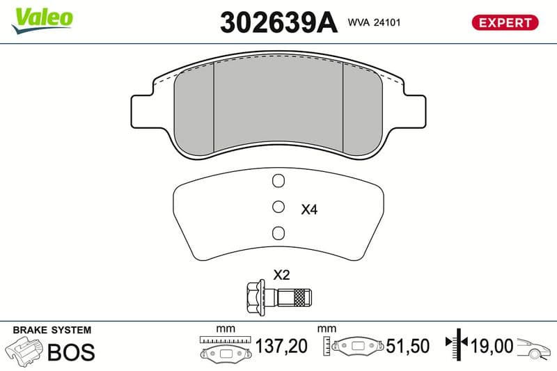 set placute frana,frana disc VALEO 302639A