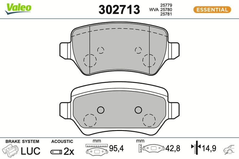 set placute frana,frana disc VALEO ESSENTIAL 302713